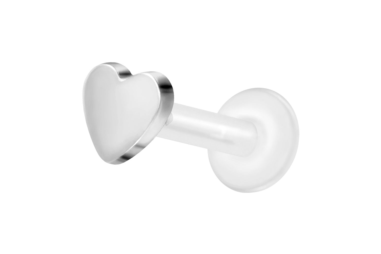 PTFE Labret Piercing mit Innengewinde + Titan-Aufsatz HERZ